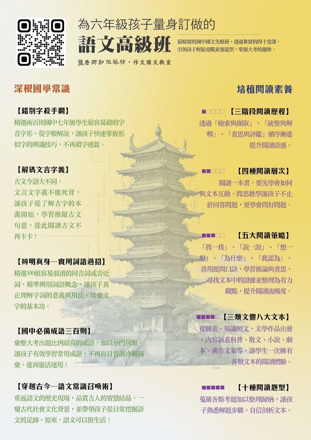 2023秋季 國小語文高級班 - 課程培養海報